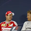 Sebastian Vettel (GER) Ferrari and Nico Rosberg (GER) Mercedes AMG F1 in the Press Conference at Formula One World Championship, Rd3, Chinese Grand Prix, Race, Shanghai, China, Sunday 17 April 2016. © Sutton Motorsport Images