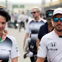 Fernando Alonso (ESP) McLaren and Silvia Hoffer Frangipane, McLaren Press Officer at Formula One World Championship, Rd3, Chinese Grand Prix, Preparations, Shanghai, China, Thursday 14 April 2016. © Sutton Motorsport Images