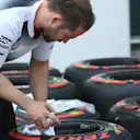 McLaren mechanic marks Pirelli tyres at Formula One World Championship, Rd3, Chinese Grand Prix, Preparations, Shanghai, China, Thursday 14 April 2016. © Sutton Motorsport Images