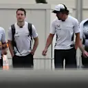 Jenson Button (GBR) McLaren, Stoffel Vandoorne (BEL) McLaren and Fernando Alonso (ESP) McLaren at Formula One World Championship, Rd8, European Grand Prix, Practice, Baku City Circuit, Baku, Azerbaijan, Friday 17 June 2016. © Sutton Images