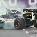 Nico Hulkenberg (GER) Force India VJM09 spins in Qualifying at Formula One World Championship, Rd8, European Grand Prix, Qualifying, Baku City Circuit, Baku, Azerbaijan, Saturday 18 June 2016. © Sutton Images