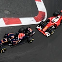 Daniil Kvyat (RUS) Scuderia Toro Rosso STR11 and Sebastian Vettel (GER) Ferrari SF16-H at Formula One World Championship, Rd8, European Grand Prix, Qualifying, Baku City Circuit, Baku, Azerbaijan, Saturday 18 June 2016. © Sutton Images