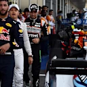 Daniel Ricciardo (AUS) Red Bull Racing, Nico Rosberg (GER) Mercedes AMG F1 and Sergio Perez (MEX) Force India in parc ferme at Formula One World Championship, Rd8, European Grand Prix, Qualifying, Baku City Circuit, Baku, Azerbaijan, Saturday 18 June 2016. © Sutton Images