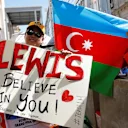 Marshals and banner for Lewis Hamilton (GBR) Mercedes AMG F1 at Formula One World Championship, Rd8, European Grand Prix, Race, Baku City Circuit, Baku, Azerbaijan, Sunday 19 June 2016. © Luca Martini Sutton Images