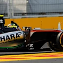Sergio Perez (MEX) Force India VJM09 celebrates at the end of the race at Formula One World Championship, Rd8, European Grand Prix, Race, Baku City Circuit, Baku, Azerbaijan, Sunday 19 June 2016. © Sutton Images