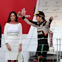 Sergio Perez (MEX) Force India VJM09 celebrates on the podium at Formula One World Championship, Rd8, European Grand Prix, Race, Baku City Circuit, Baku, Azerbaijan, Sunday 19 June 2016. © Sutton Images