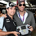 Sergio Perez (MEX) Force India and Enrique Iglesias (ESP) at Formula One World Championship, Rd8, European Grand Prix, Race, Baku City Circuit, Baku, Azerbaijan, Sunday 19 June 2016. © Sutton Images