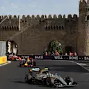 Nico Rosberg (GER) Mercedes-Benz F1 W07 Hybrid leads at the start of the race at Formula One World Championship, Rd8, European Grand Prix, Race, Baku City Circuit, Baku, Azerbaijan, Sunday 19 June 2016. © Sutton Images