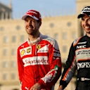 Sebastian Vettel (GER) Ferrari and Sergio Perez (MEX) Force India at Formula One World Championship, Rd8, European Grand Prix, Race, Baku City Circuit, Baku, Azerbaijan, Sunday 19 June 2016. © Sutton Images