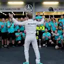 Race winner Nico Rosberg (GER) Mercedes AMG F1 celebrates with the team at Formula One World Championship, Rd8, European Grand Prix, Race, Baku City Circuit, Baku, Azerbaijan, Sunday 19 June 2016. © Sutton Images