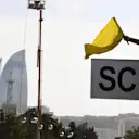 Yellow flag and safety car board at Formula One World Championship, Rd8, European Grand Prix, Preparations, Baku City Circuit, Baku, Azerbaijan, Thursday 16 June 2016. © Sutton Images