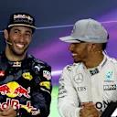 Daniel Ricciardo (AUS) Red Bull Racing and race winerr Lewis Hamilton (GBR) Mercedes AMG F1 in the Press Conference at Formula One World Championship, Rd12, German Grand Prix, Race, Hockenheim, Germany, Sunday 31 July 2016. © Sutton Images
