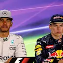 Lewis Hamilton (GBR) Mercedes AMG F1 and Max Verstappen (NED) Red Bull Racing in the Press Conference at Formula One World Championship, Rd12, German Grand Prix, Race, Hockenheim, Germany, Sunday 31 July 2016. © Sutton Images