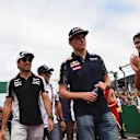 Max Verstappen (NED) Red Bull Racing and Sergio Perez (MEX) Force India on the drivers parade at Formula One World Championship, Rd12, German Grand Prix, Race, Hockenheim, Germany, Sunday 31 July 2016. © Sutton Images