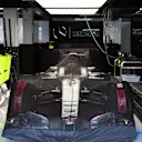 Mercedes-Benz F1 W07 Hybrid under covers in the garage at Formula One World Championship, Rd12, German Grand Prix, Race, Hockenheim, Germany, Sunday 31 July 2016. © Sutton Images