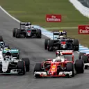 Nico Rosberg (GER) Mercedes-Benz F1 W07 Hybrid, Sebastian Vettel (GER) Ferrari SF16-H and Kimi Raikkonen (FIN) Ferrari SF16-H at the start of the race at Formula One World Championship, Rd12, German Grand Prix, Race, Hockenheim, Germany, Sunday 31 July 2016. © Sutton Images