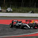 Nico Rosberg (GER) Mercedes-Benz F1 W07 Hybrid and Max Verstappen (NED) Red Bull Racing RB12 battle at Formula One World Championship, Rd12, German Grand Prix, Race, Hockenheim, Germany, Sunday 31 July 2016. © Sutton Images