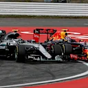 Nico Rosberg (GER) Mercedes-Benz F1 W07 Hybrid and Max Verstappen (NED) Red Bull Racing RB12 battle at Formula One World Championship, Rd12, German Grand Prix, Race, Hockenheim, Germany, Sunday 31 July 2016. © Sutton Images