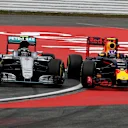 Nico Rosberg (GER) Mercedes-Benz F1 W07 Hybrid and Max Verstappen (NED) Red Bull Racing RB12 battle at Formula One World Championship, Rd12, German Grand Prix, Race, Hockenheim, Germany, Sunday 31 July 2016. © Sutton Images