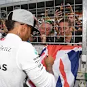 Lewis Hamilton (GBR) Mercedes AMG F1 celebrates with the fans at Formula One World Championship, Rd12, German Grand Prix, Race, Hockenheim, Germany, Sunday 31 July 2016. © Sutton Images