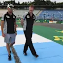 Sergio Perez (MEX) Force India walks the track and looks at the kerbs at Formula One World Championship, Rd12, German Grand Prix, Preparations, Hockenheim, Germany, Thursday 28 July 2016. © Sutton Images
