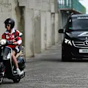 Sebastian Vettel (GER) Ferrari arrives at the track on a scooter at Formula One World Championship, Rd11, Practice, Hungaroring, Hungary, Friday 22 July 2016. © Sutton Images