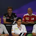 (L to R): Remi Taffin (FRA) Head of Renault Sport F1 Track Operations, James Key (GBR) Scuderia Toro Rosso Technical Director, Jock Clear (GBR) Ferrari Chief Engineer, Guenther Steiner (ITA) Haas F1 Team Prinicipal, Monisha Kaltenborn (AUT) Sauber Team Prinicpal and Pat Symonds (GBR) Williams Technical Director in the Press Conference at Formula One World Championship, Rd11, Practice, Hungaroring, Hungary, Friday 22 July 2016. © Sutton Images