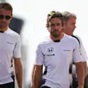 Jenson Button (GBR) McLaren and Fernando Alonso (ESP) McLaren at Formula One World Championship, Rd11, Practice, Hungaroring, Hungary, Friday 22 July 2016. © Sutton Images