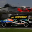 Nico Hulkenberg (GER) Force India VJM09 and Pascal Wehrlein (GER) Manor Racing MRT05 at Formula One World Championship, Rd11, Hungarian Grand Prix, Qualifying, Hungaroring, Hungary, Saturday 23 July 2016. © Sutton Images