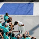 Race winner Lewis Hamilton (GBR) Mercedes AMG F1 celebrates with the team at Formula One World Championship, Rd11, Hungarian Grand Prix, Race, Hungaroring, Hungary, Sunday 24 July 2016. © Sutton Images