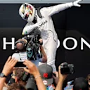 Race winner Lewis Hamilton (GBR) Mercedes AMG F1 celebrates in parc ferme at Formula One World Championship, Rd11, Hungarian Grand Prix, Race, Hungaroring, Hungary, Sunday 24 July 2016. © Sutton Images