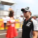Sergio Perez (MEX) Force India on the drivers parade at Formula One World Championship, Rd11, Hungarian Grand Prix, Race, Hungaroring, Hungary, Sunday 24 July 2016. © Sutton Images