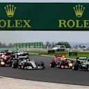 Lewis Hamilton (GBR) Mercedes-Benz F1 W07 Hybrid leads Daniel Ricciardo (AUS) Red Bull Racing RB12 and Nico Rosberg (GER) Mercedes-Benz F1 W07 Hybrid at the start of the race at Formula One World Championship, Rd11, Hungarian Grand Prix, Race, Hungaroring, Hungary, Sunday 24 July 2016. © Sutton Images