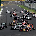 Lewis Hamilton (GBR) Mercedes-Benz F1 W07 Hybrid leads at the start of the race at Formula One World Championship, Rd11, Hungarian Grand Prix, Race, Hungaroring, Hungary, Sunday 24 July 2016. © Sutton Images