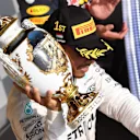 Race winner Lewis Hamilton (GBR) Mercedes AMG F1 celebrates on the podium with the trophy at Formula One World Championship, Rd11, Hungarian Grand Prix, Race, Hungaroring, Hungary, Sunday 24 July 2016. © Sutton Images