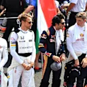 Drivers observe the National Anthem on the grid at Formula One World Championship, Rd11, Hungarian Grand Prix, Race, Hungaroring, Hungary, Sunday 24 July 2016. © Sutton Images