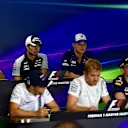 (L to R): Carlos Sainz jr (ESP) Scuderia Toro Rosso, Sergio Perez (MEX) Force India, Marcus Ericsson (SWE) Sauber, Felipe Massa (BRA) Williams, Nico Rosberg (GER) Mercedes AMG F1 and Max Verstappen (NED) Red Bull Racing in the Press Conference at Formula One World Championship, Rd11, Preparations, Hungaroring, Hungary, Thursday 21 July 2016. © Sutton Images