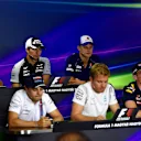 (L to R): Carlos Sainz jr (ESP) Scuderia Toro Rosso, Sergio Perez (MEX) Force India, Marcus Ericsson (SWE) Sauber, Felipe Massa (BRA) Williams, Nico Rosberg (GER) Mercedes AMG F1 and Max Verstappen (NED) Red Bull Racing in the Press Conference at Formula One World Championship, Rd11, Preparations, Hungaroring, Hungary, Thursday 21 July 2016. © Sutton Images
