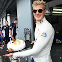 Marcus Ericsson (SWE) Sauber celebrates his Birthday with Monisha Kaltenborn (AUT) Sauber Team Prinicpal and a cake at Formula One World Championship, Rd14, Italian Grand Prix, Practice, Monza, Italy, Friday 2 September 2016. © Sutton Images