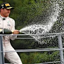 Race winner Nico Rosberg (GER) Mercedes AMG F1 celebrates on the podium with the champagne at Formula One World Championship, Rd14, Italian Grand Prix, Race, Monza, Italy, Sunday 4 September 2016. © Sutton Images