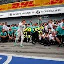 Race winner Nico Rosberg (GER) Mercedes AMG F1 celebrates wit hthe champagne and the team at Formula One World Championship, Rd14, Italian Grand Prix, Race, Monza, Italy, Sunday 4 September 2016. © Sutton Images