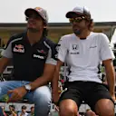 Carlos Sainz (ESP) Scuderia Toro Rosso and Fernando Alonso (ESP) McLaren on the drivers parade at Formula One World Championship, Rd14, Italian Grand Prix, Race, Monza, Italy, Sunday 4 September 2016. © Sutton Images