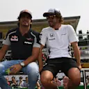 Carlos Sainz (ESP) Scuderia Toro Rosso and Fernando Alonso (ESP) McLaren on the drivers parade at Formula One World Championship, Rd14, Italian Grand Prix, Race, Monza, Italy, Sunday 4 September 2016. © Sutton Images