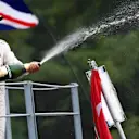 Lewis Hamilton (GBR) Mercedes AMG F1 celebrates on the podium with the champagne at Formula One World Championship, Rd14, Italian Grand Prix, Race, Monza, Italy, Sunday 4 September 2016. © Sutton Images