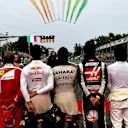 Driver observe the National Anthem on the grid and fly past at Formula One World Championship, Rd14, Italian Grand Prix, Race, Monza, Italy, Sunday 4 September 2016. © Sutton Images