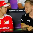 Sebastian Vettel (GER) Ferrari and Kevin Magnussen (DEN) Renault Sport F1 Team in the Press Conference at Formula One World Championship, Rd14, Italian Grand Prix, Preparations, Monza, Italy, Thursday 1 September 2016. © Sutton Images