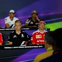 (L to R): Esteban Gutierrez (MEX) Haas F1, Jenson Button (GBR) McLaren, Carlos Sainz jr (ESP) Scuderia Toro Rosso, Sebastian Vettel (GER) Ferrari, Kevin Magnussen (DEN) Renault Sport F1 Team amd Kimi Raikkonen (FIN) Ferrari in the Press Conference at Formula One World Championship, Rd14, Italian Grand Prix, Preparations, Monza, Italy, Thursday 1 September 2016. © Sutton Images