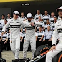 Jenson Button (GBR) McLaren, Fernando Alonso (ESP) McLaren and Stoffel Vandoorne (BEL) McLaren at a McLaren team photo at Formula One World Championship, Rd17, Japanese Grand Prix, Practice, Suzuka, Japan, Friday 7 October 2016. © Sutton Images