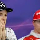 Pole sitter Nico Rosberg (GER) Mercedes AMG F1 and Kimi Raikkonen (FIN) Ferrari in the Press Conference at Formula One World Championship, Rd17, Japanese Grand Prix, Qualifying, Suzuka, Japan, Saturday 8 October 2016. © Sutton Images