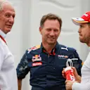 Dr Helmut Marko (AUT) Red Bull Motorsport Consultant, Christian Horner (GBR) Red Bull Racing Team Principal and Sebastian Vettel (GER) Ferrari at Formula One World Championship, Rd17, Japanese Grand Prix, Qualifying, Suzuka, Japan, Saturday 8 October 2016. © Sutton Images